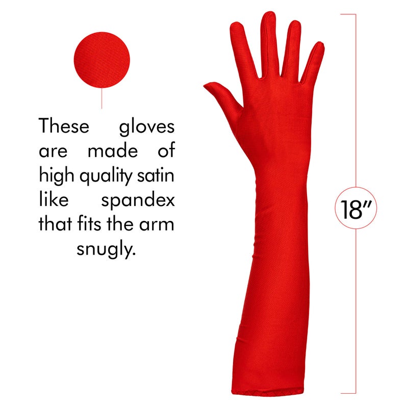 Skeleteen Red Satin Opera Gloves - Roaring 20's Fancy Flapper Elbow Gloves - 1 Pair - Image 5